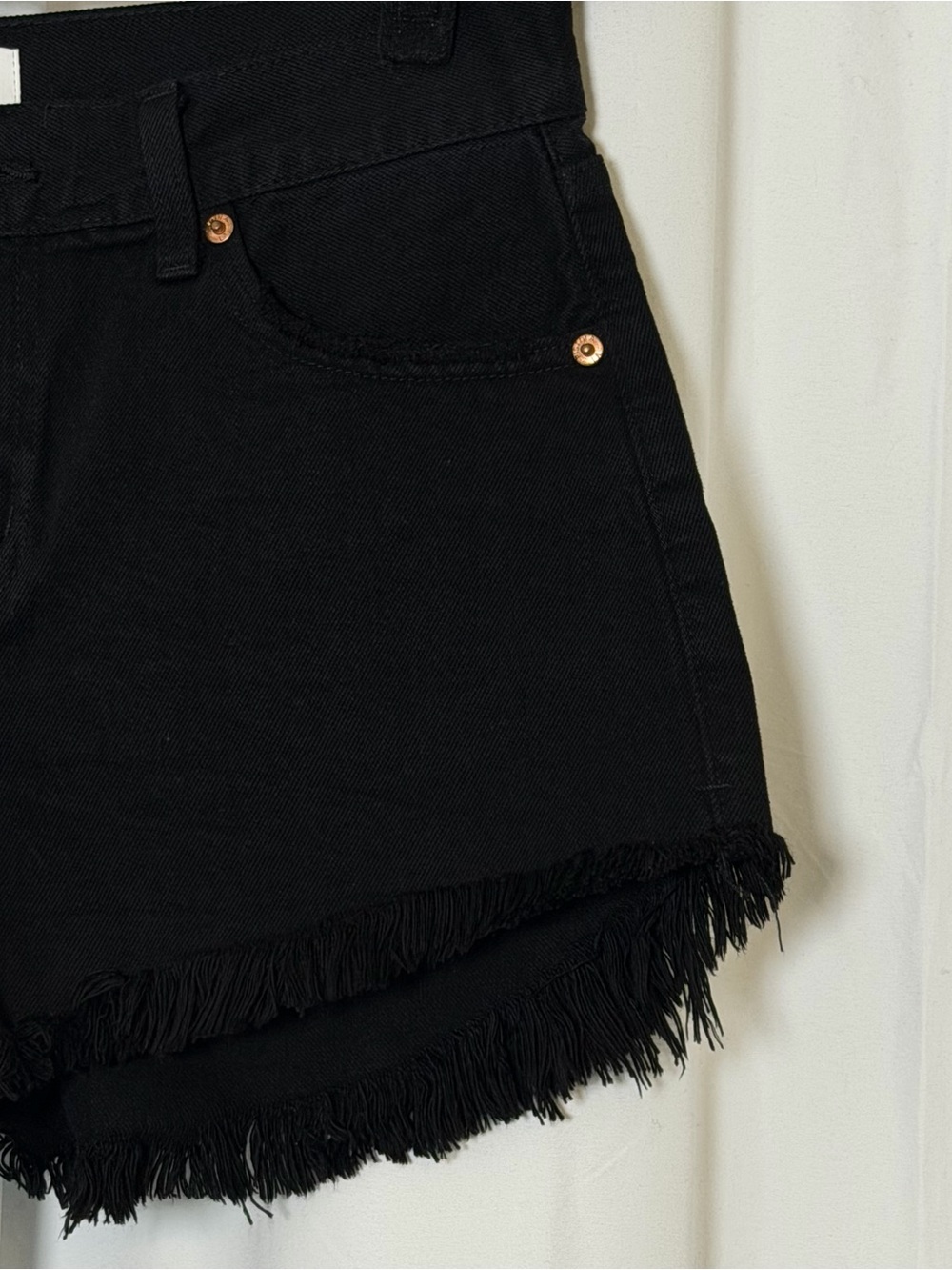 Pistola Black High Rise Denim Shorts Raw Frayed Hem 100% Cotton Women 27 - Picture 4 of 9